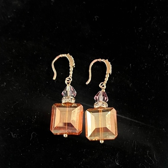 Topaz Colored beaded Drop Earrings - Pre-owned - Picture 8 of 12